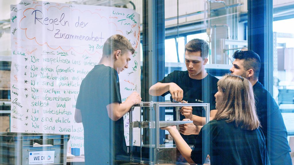 TRUMPF apprentice working in the apprenticeship workshop