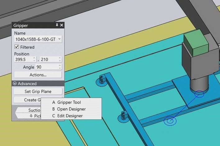 Snímka obrazovky z doplnku Gripper Designer