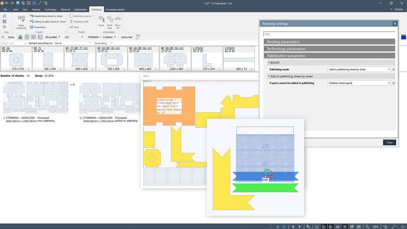 TruTops Boost V13, palletization module