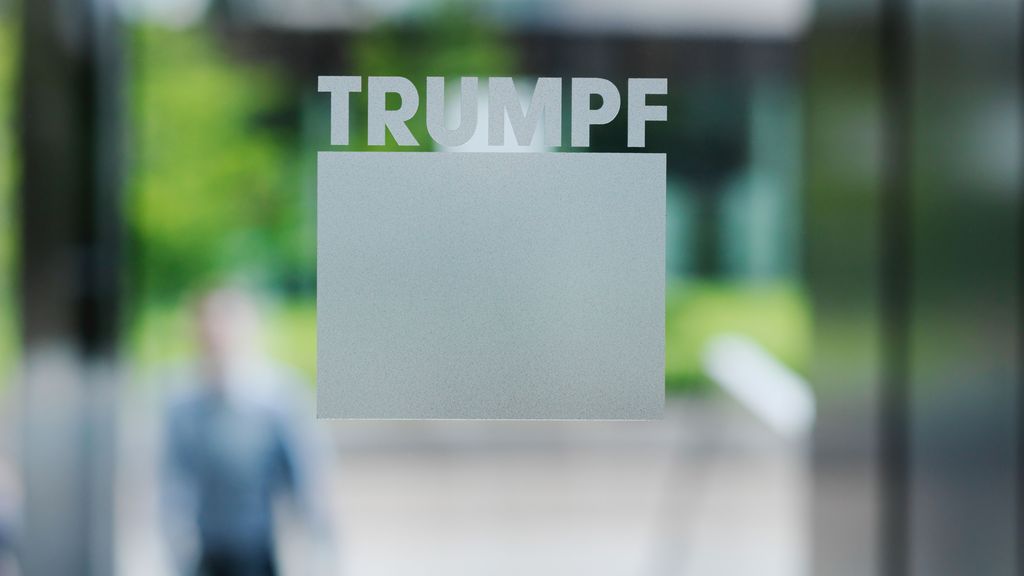 TRUMPF Logo at the headquarters main entrance