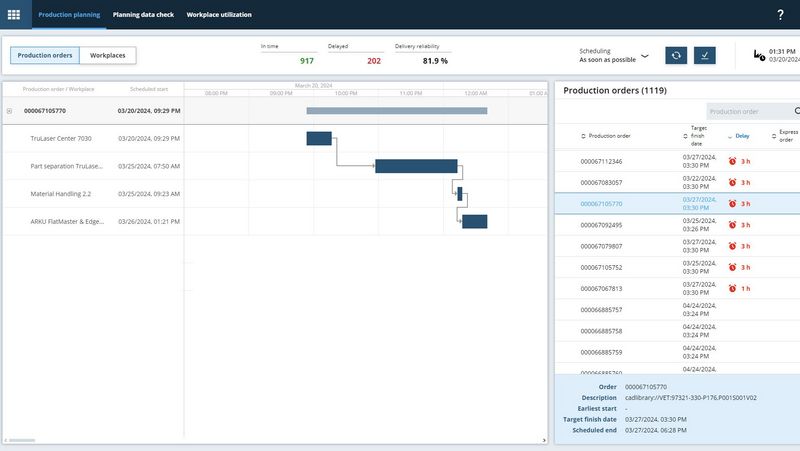 Screenshot Pianificazione della produzione Oseon