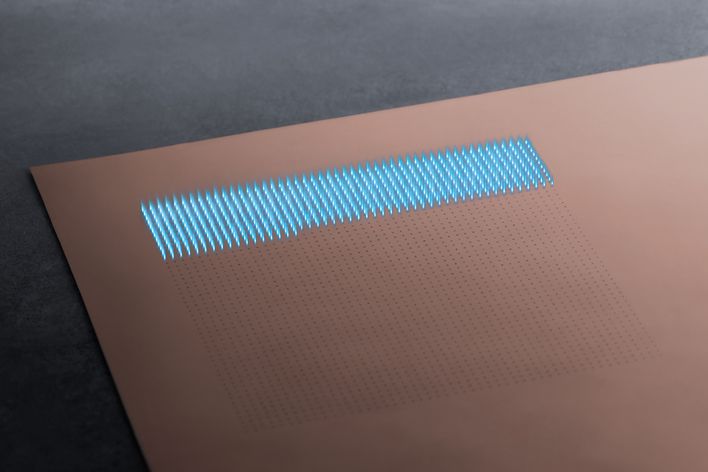 Laser drilling a printed circuit board with a laser of the TruMicro Series 5000.
