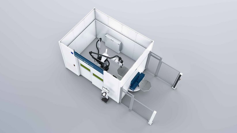 TruLaser Weld 5000 с компактна въртяща се работна станция с вертикална ос на въртене