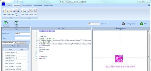 Modul Interface der TruTops Mark Software