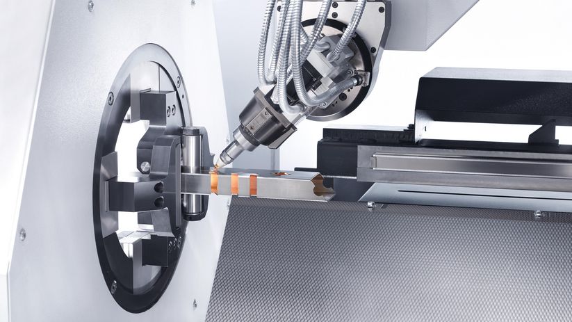 TruLaser Tube 5000、軟鋼、ステンレススチール、アルミニウムに対応した45°までのベベル切断 (オプション)